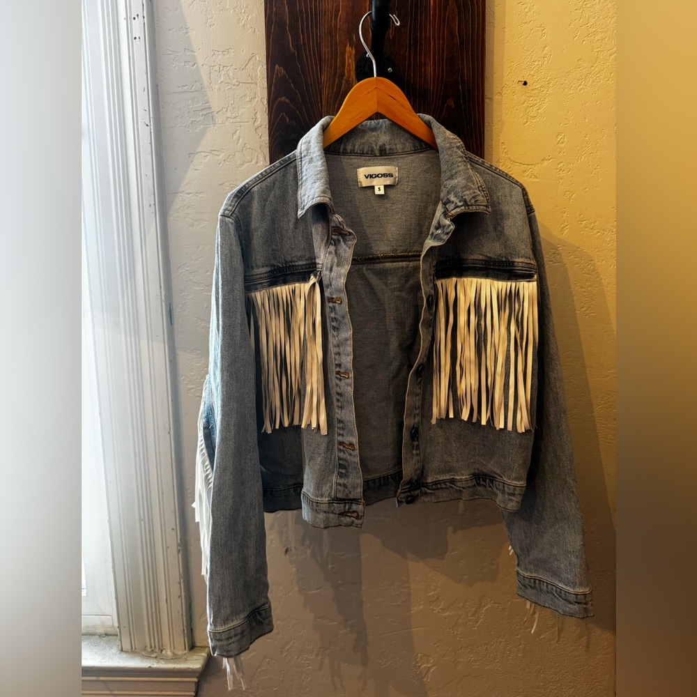 Vigoss Denim Fringe Jacket size small
